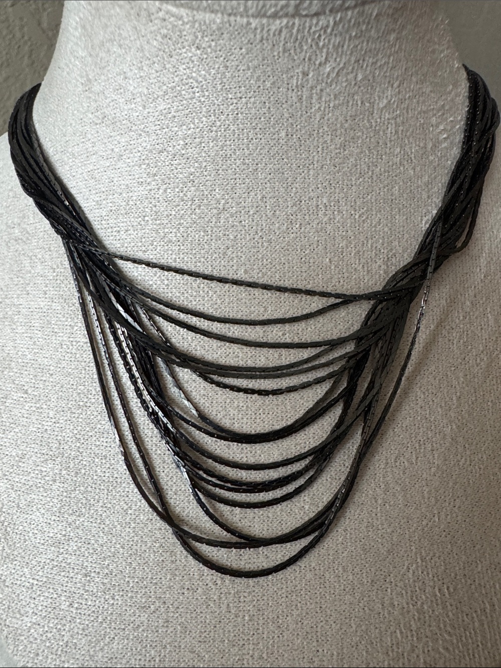 Express Multi-Strand Black Gunmetal Layered Necklace
